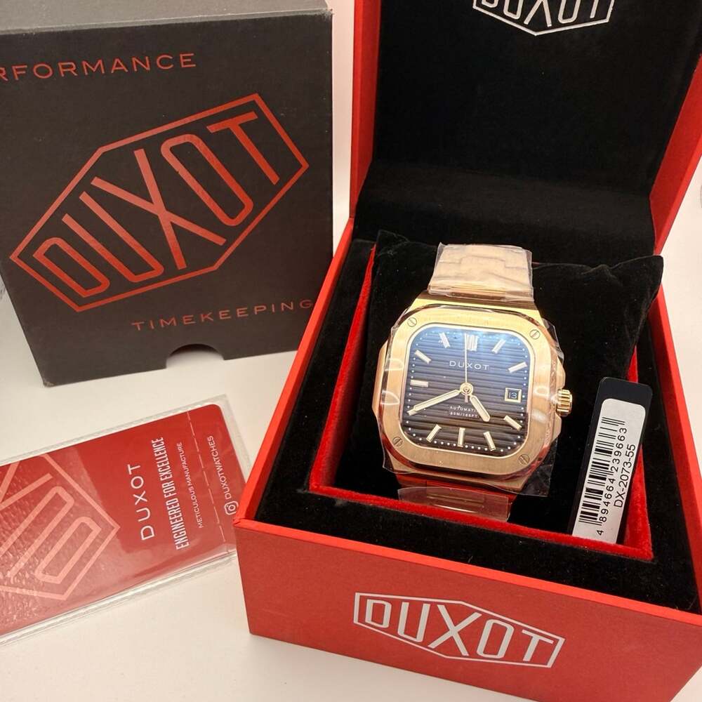 Duxot Quadrata Automatic Watch DX-2073-55 Rose Gold Brown Dial New With Tags